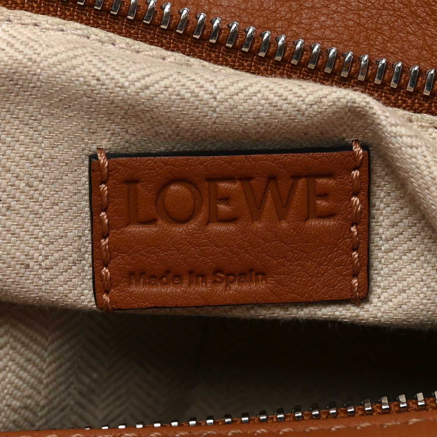 Loewe Calfskin Crochet Trim Medium Puzzle Bag Tan 5 of 8