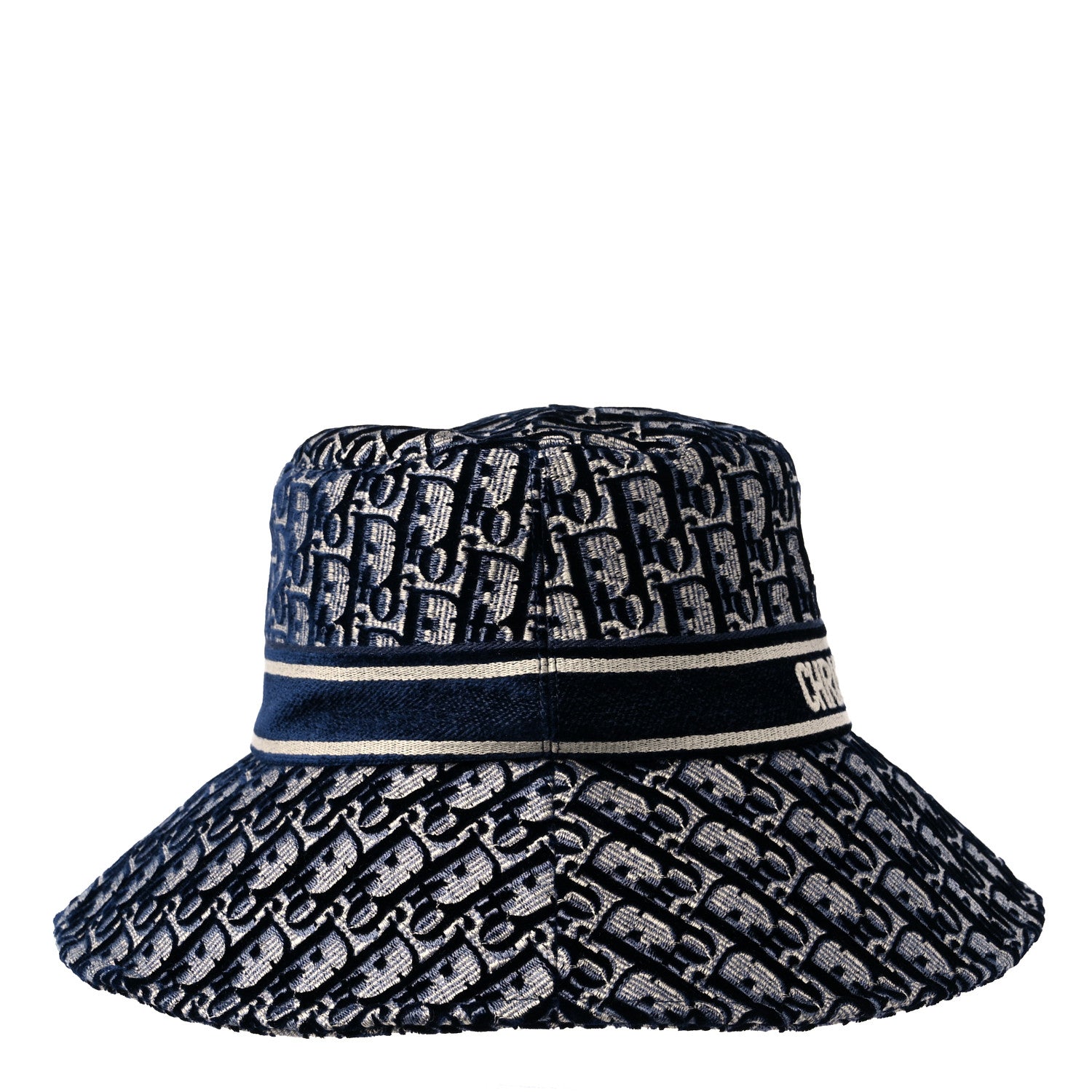 Christian Dior Velvet Oblique Large Brim Bucket Hat 58 Bleu Marine 5 of 9