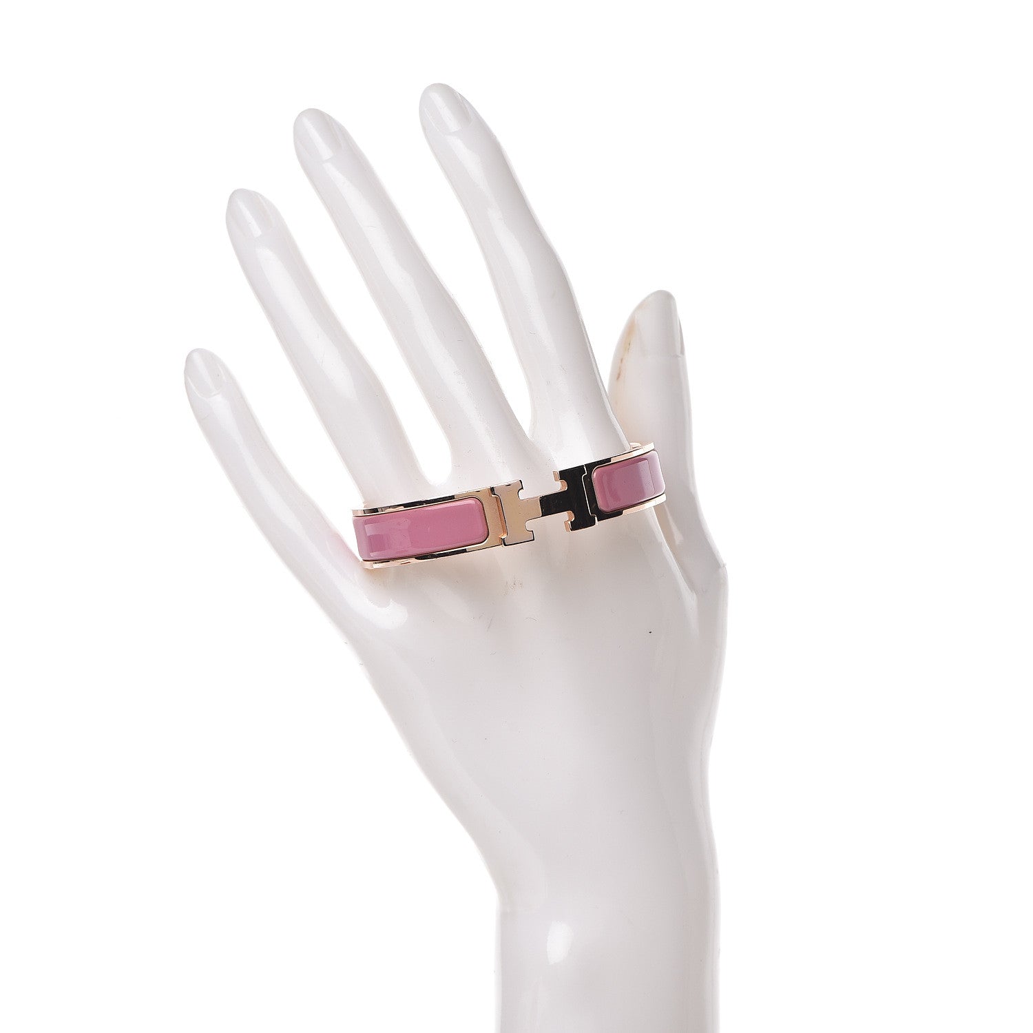 Hermes Enamel Narrow Clic Clac H Bracelet PM Rose Flamingo 2 of 6