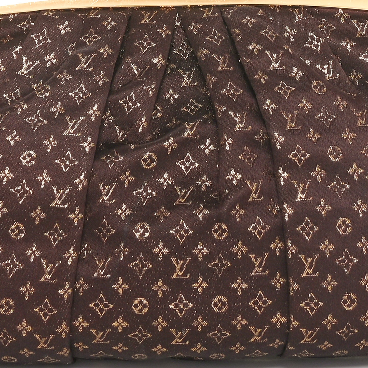 Satin Monogram Aumoniere Clutch Brown
