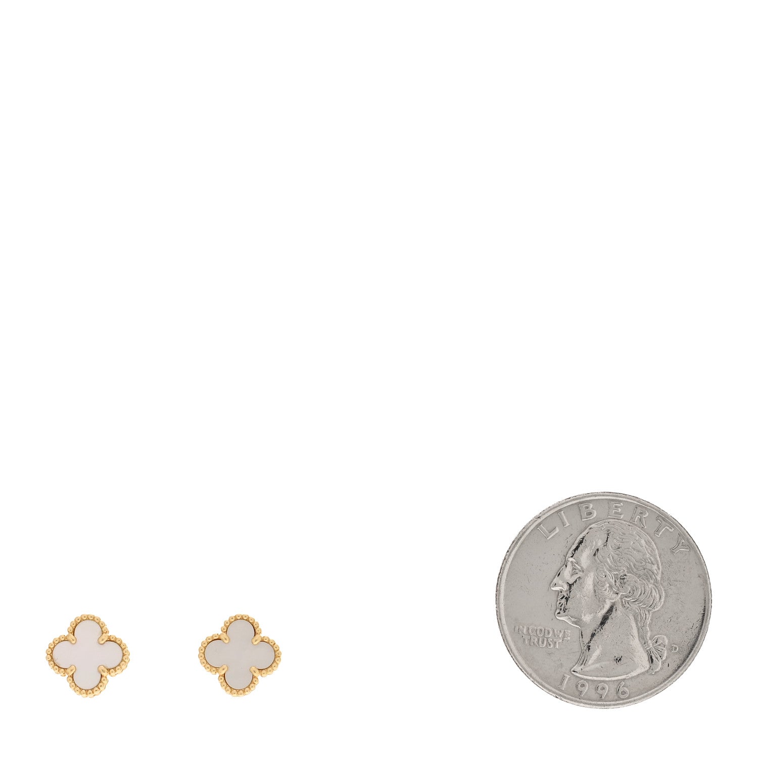 Van Cleef & Arpels 18K Yellow Gold Mother of Pearl Sweet Alhambra Earrings 2 of 5