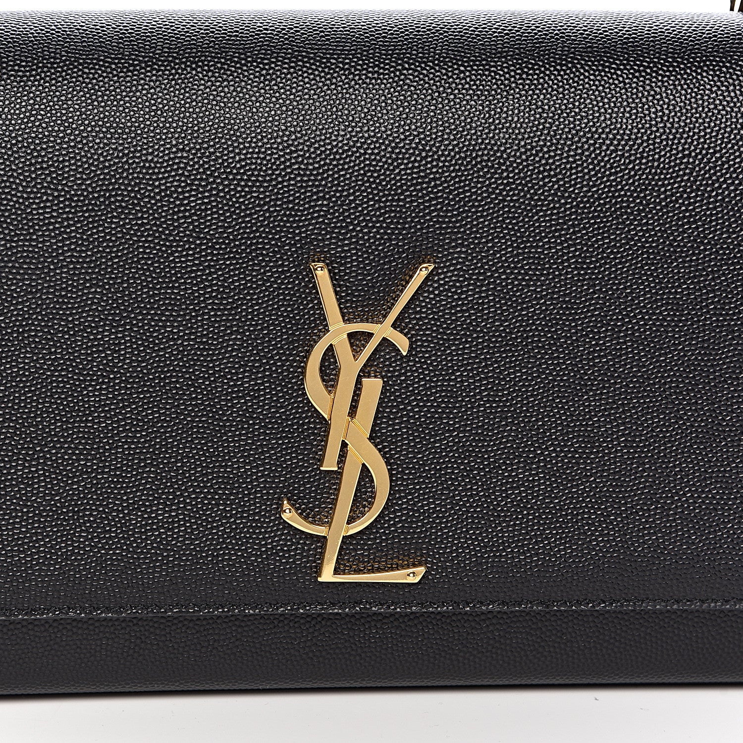 Saint Laurent Grain De Poudre Medium Classic Monogram Kate Satchel Black 7 of 9