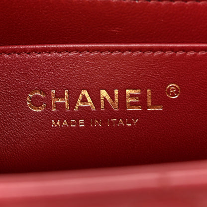 Chanel Lambskin Quilted Mini Top Handle Rectangular Flap Dark Red 6 of 10