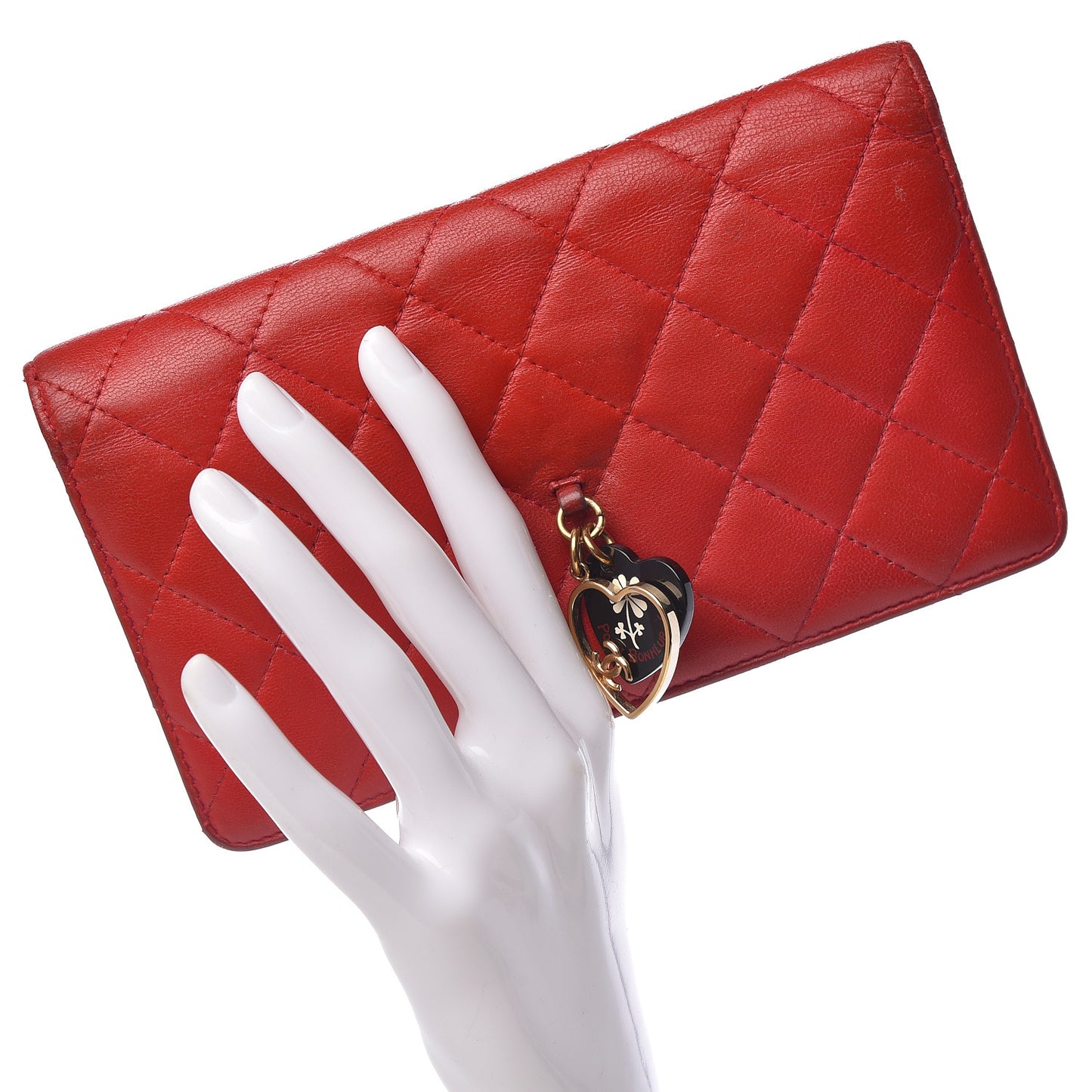 Lambskin Quilted Valentine Wallet Red