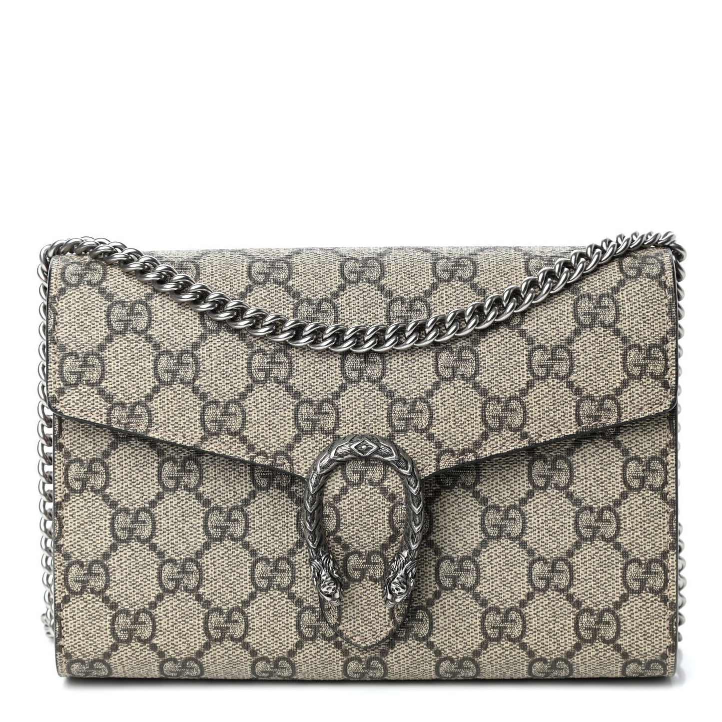 GG Supreme Monogram Mini Dionysus Chain Wallet Beige Vulcanic Red