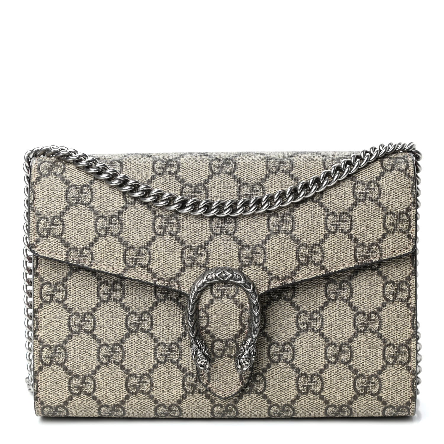 Gucci GG Supreme Monogram Mini Dionysus Chain Wallet Beige Vulcanic Red 1 of 4