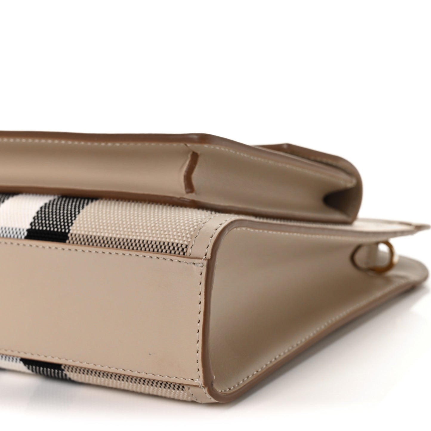 Smooth Calfskin Canvas Check Mini Pocket Bag Dusty Sand Soft Fawn