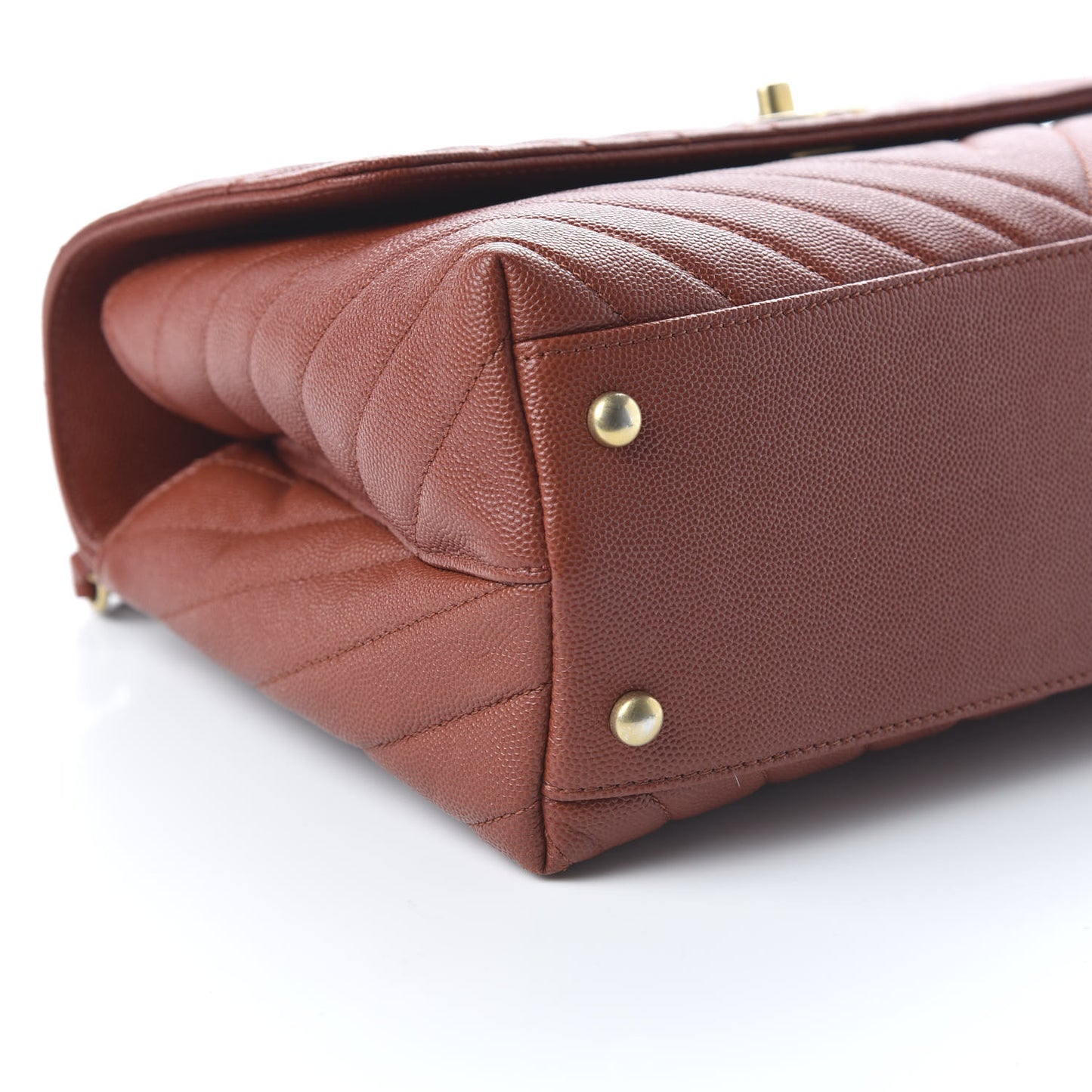 Caviar Lizard Chevron Quilted Small Coco Handle Flap Dark Orange