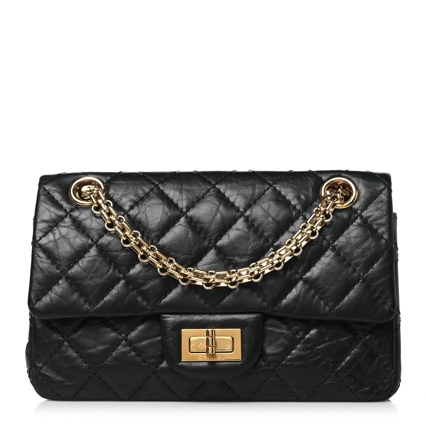Aged Calfskin Quilted 2.55 Reissue Mini Flap Black