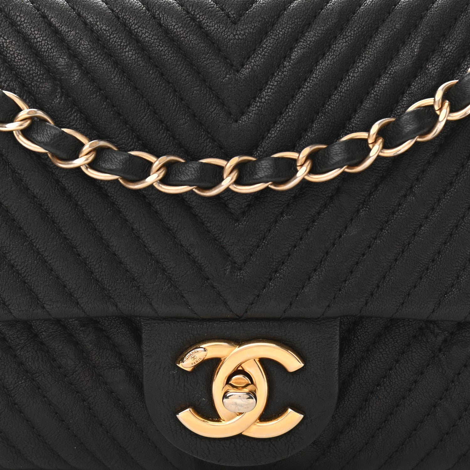 Chanel Calfskin Chevron Quilted Small Surpique Flap Black 8 of 10