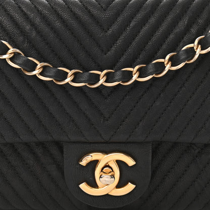 Chanel Calfskin Chevron Quilted Small Surpique Flap Black 8 of 10