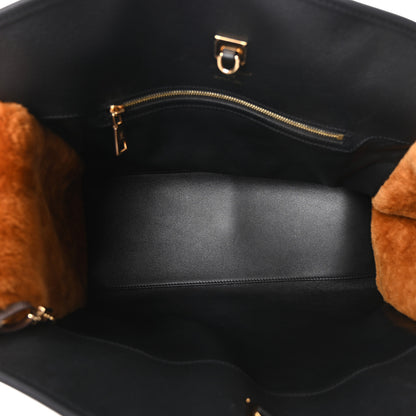 Louis Vuitton Calfskin Shearling City Steamer GM Black Bronze 6 of 10