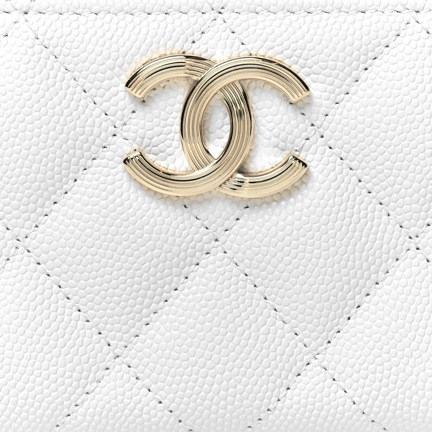 Caviar Quilted Striated CC Zip Coin Purse White