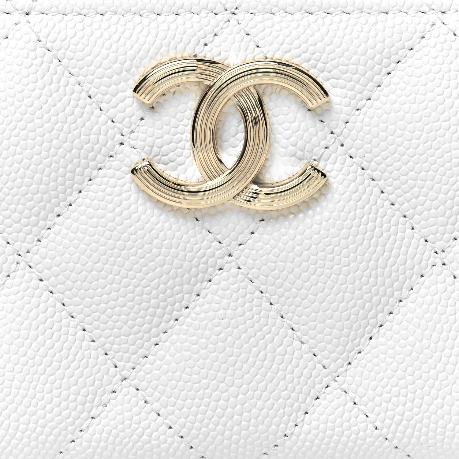 Chanel Caviar Quilted Striated CC Zip Coin Purse White 8 of 8