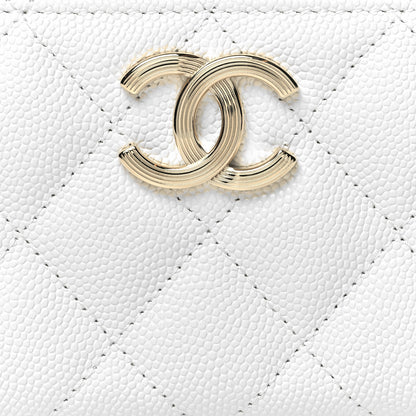 Chanel Caviar Quilted Striated CC Zip Coin Purse White 8 of 8