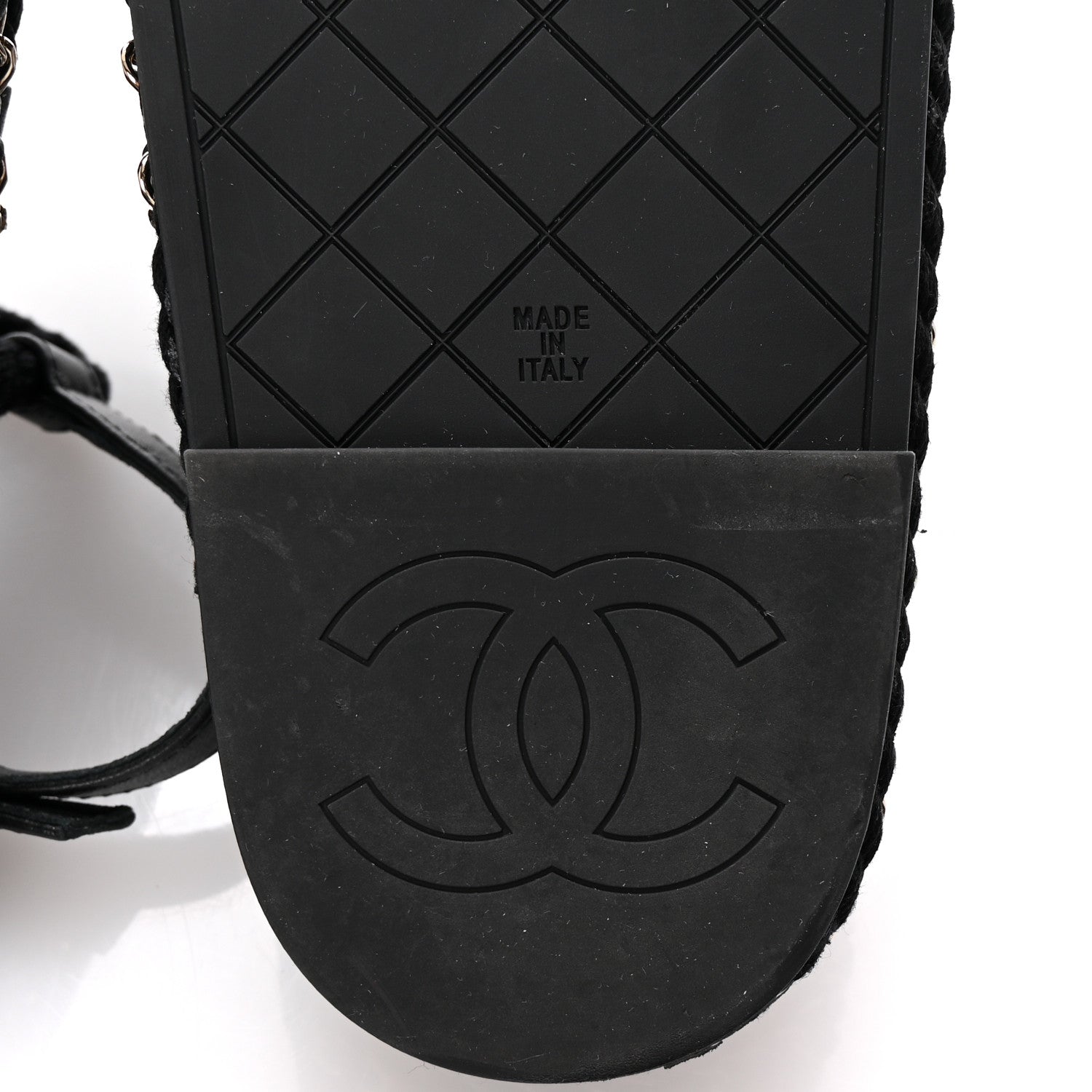 Chanel Lambskin Cord Chain CC Sandals 37 Black 7 of 9