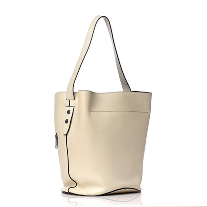 Celine Natural Calfskin Biker Bucket Shoulder Bag White 3 of 12
