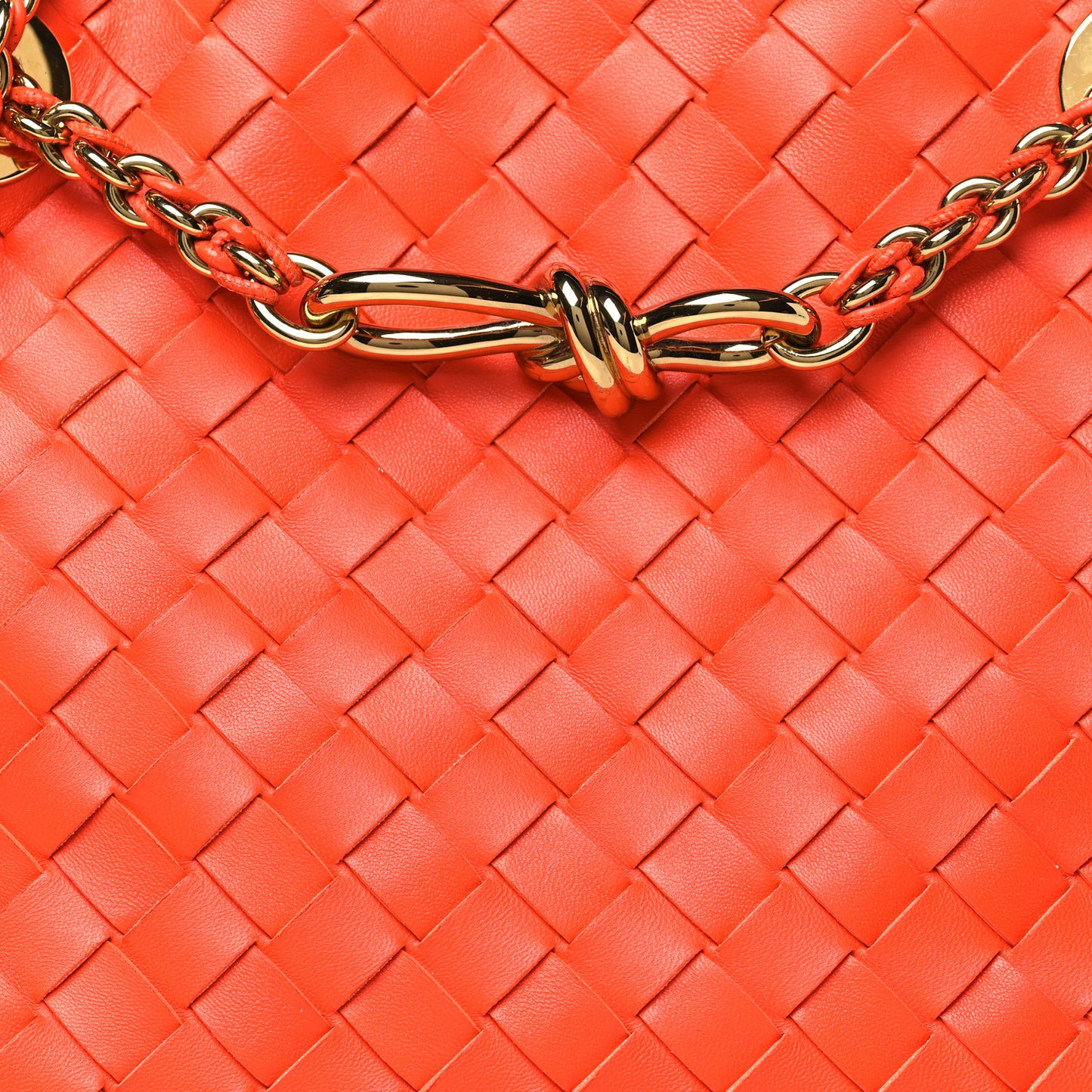 Nappa Intrecciato Small Andiamo With Chain Shoulder Bag Orange