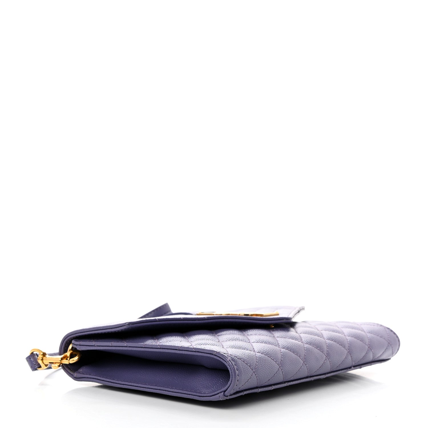 Saint Laurent Grain De Poudre Textured Mixed Matelasse Triquilt Monogram Clutch Dark Wisteria 4 of 11