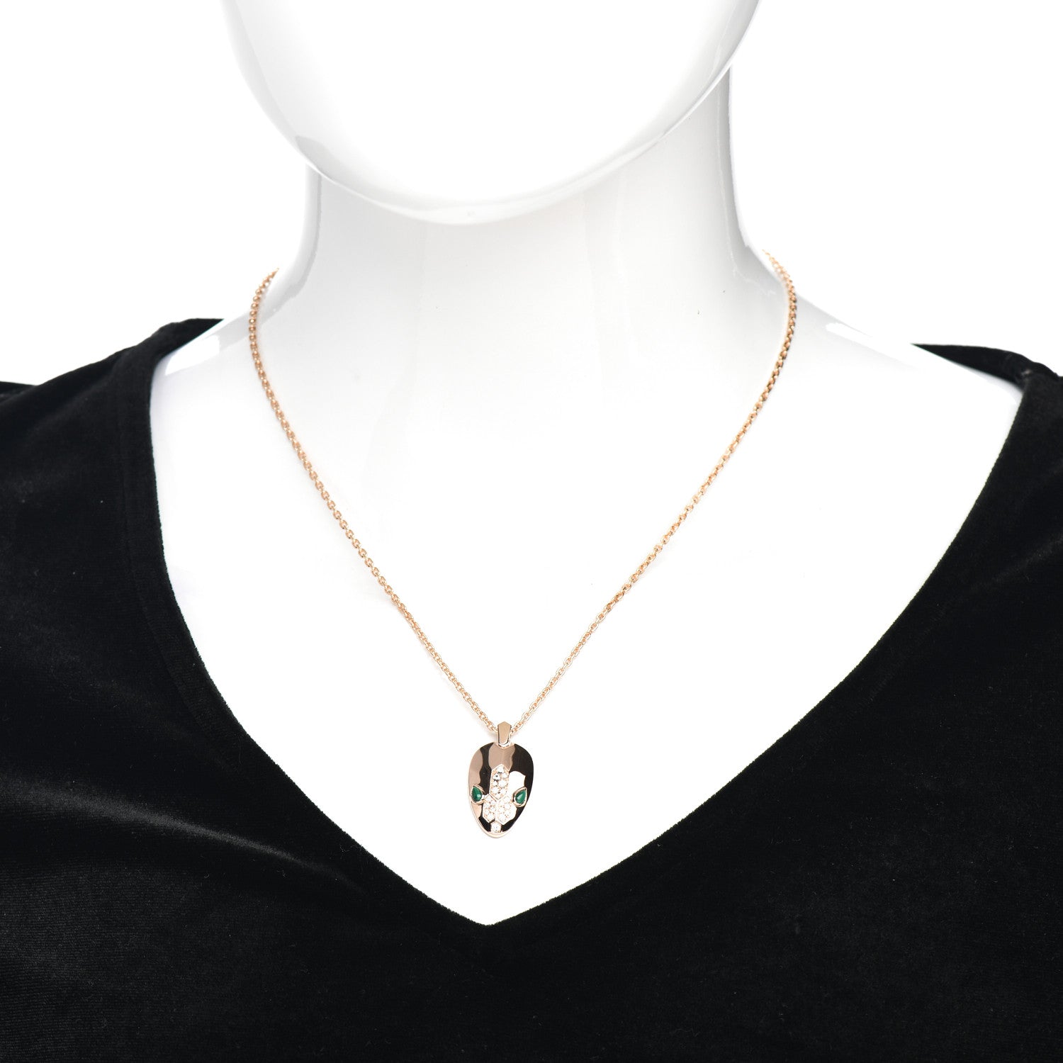 Bulgari 18K Rose Gold Diamond Malachite Serpenti Seduttori Pendant Necklace 2 of 4