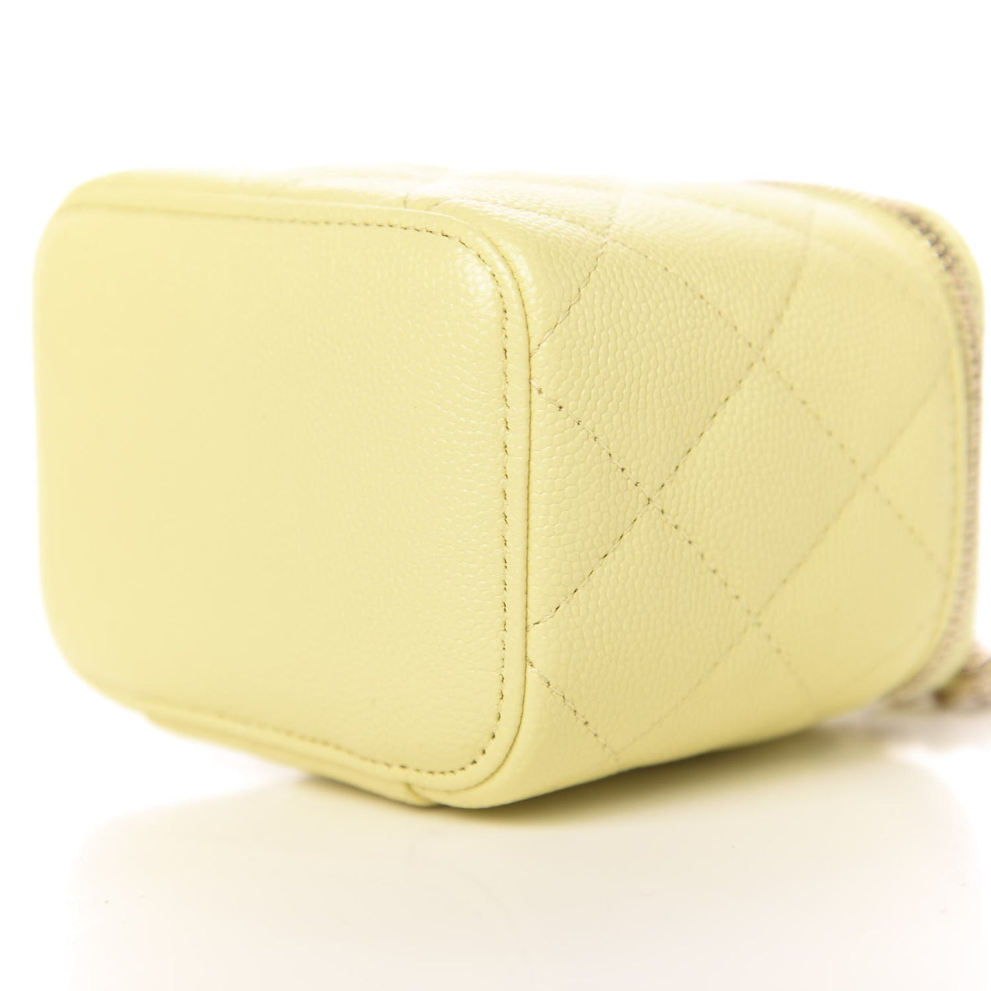 Caviar Quilted Mini Vanity Case With Chain Yellow