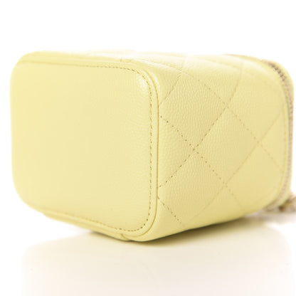 Chanel Caviar Quilted Mini Vanity Case With Chain Yellow 10 of 11