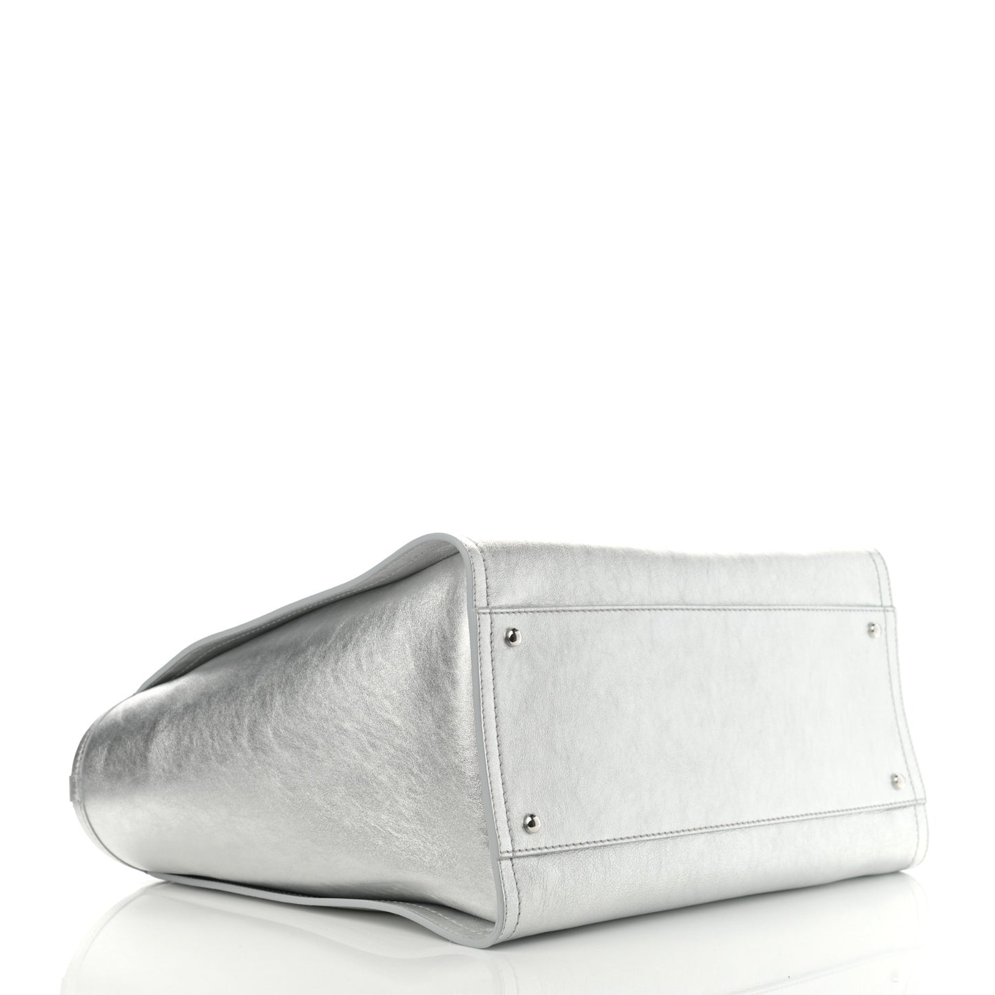 Metallic Calfskin Medium Deauville Tote Silver