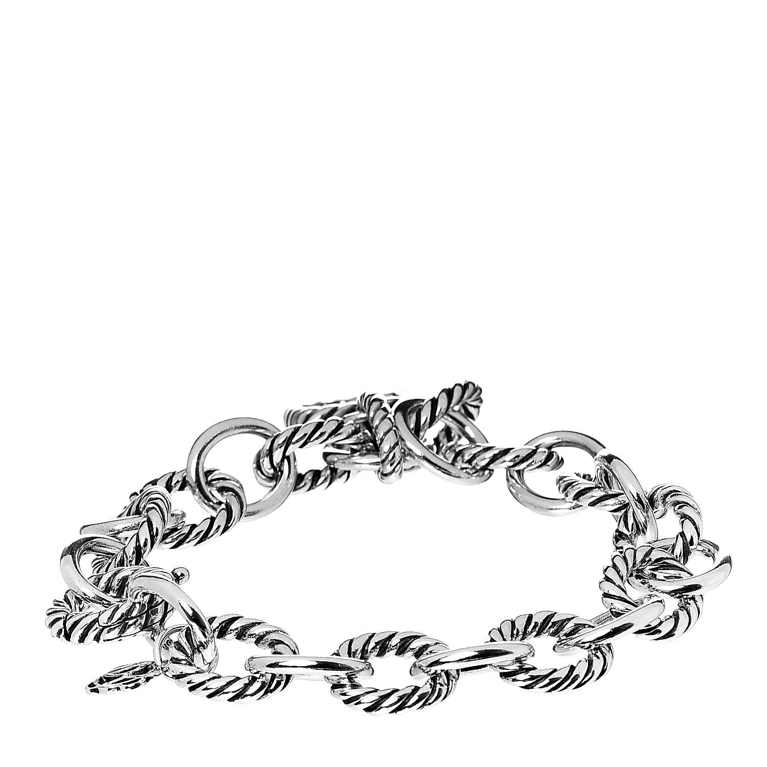 David Yurman Sterling Silver 10mm Medium Oval Link Charm Bracelet 3 of 4