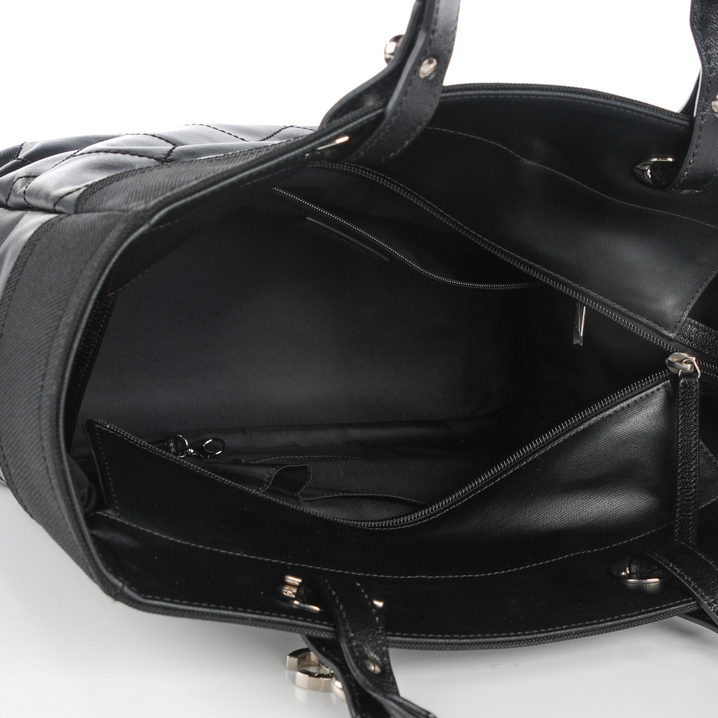 Coated Canvas Quilted Large Paris Biarritz Tote Black