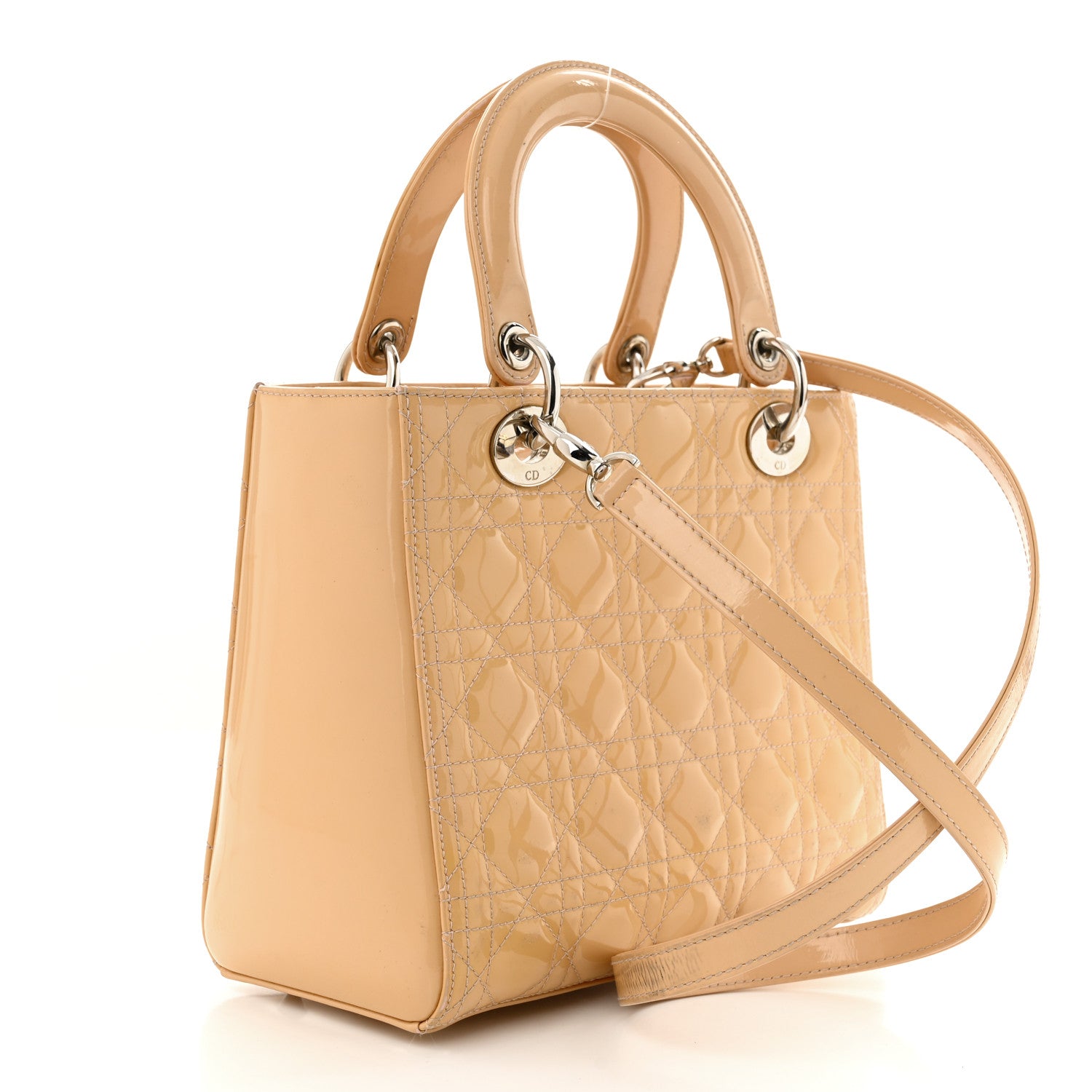 Christian Dior Patent Cannage Medium Lady Dior Beige 3 of 15