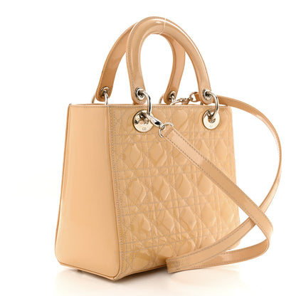 Christian Dior Patent Cannage Medium Lady Dior Beige 3 of 15
