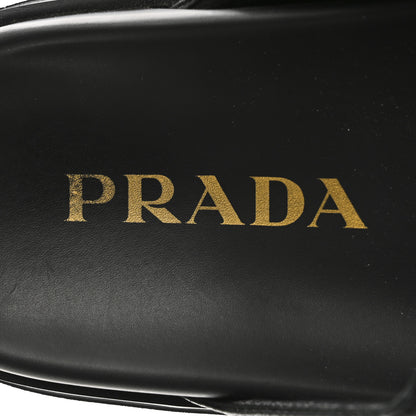 Prada Nappa Quilted Padded Logo Platform Slide Sandals 38 Black 9 of 10