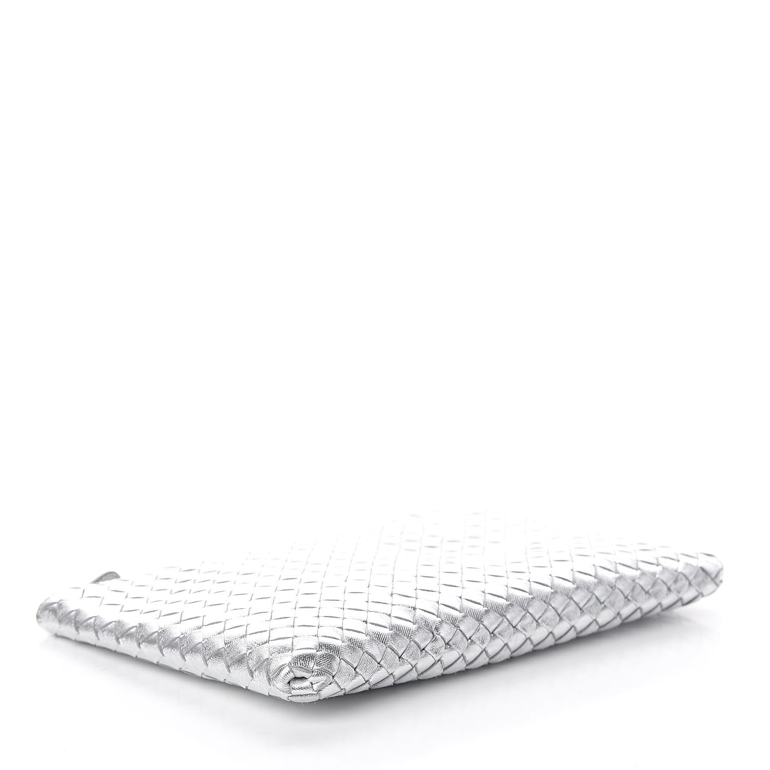 Bottega Veneta Metallic Grosgrain Intrecciato Biletto Silver 4 of 8