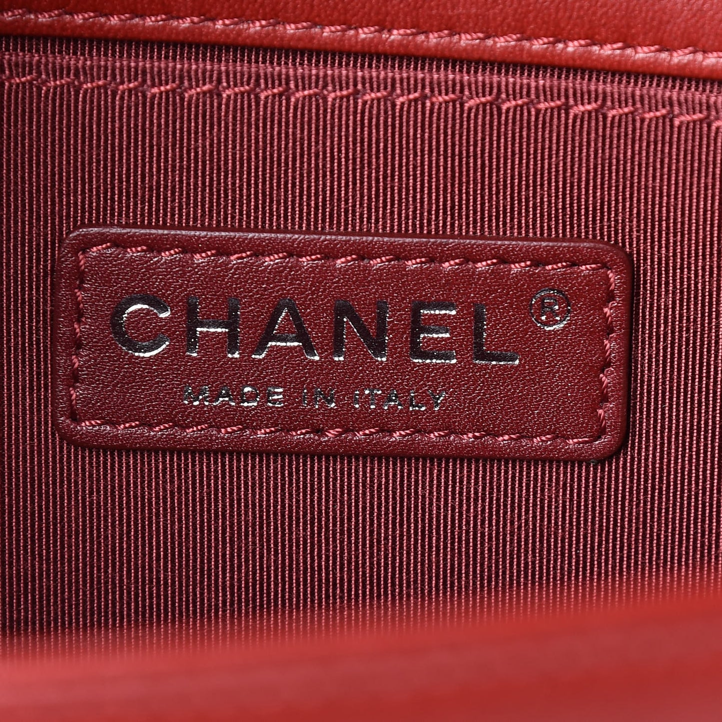 Lambskin Quilted Medium Boy Flap Dark Red