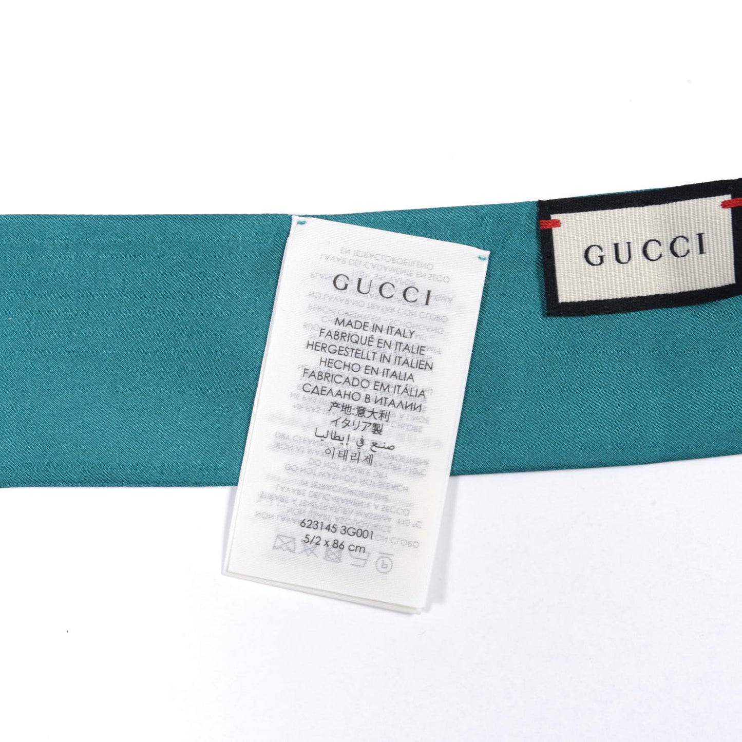 Silk Twill Gasmique Neck Bow Scarf Turquoise Blue
