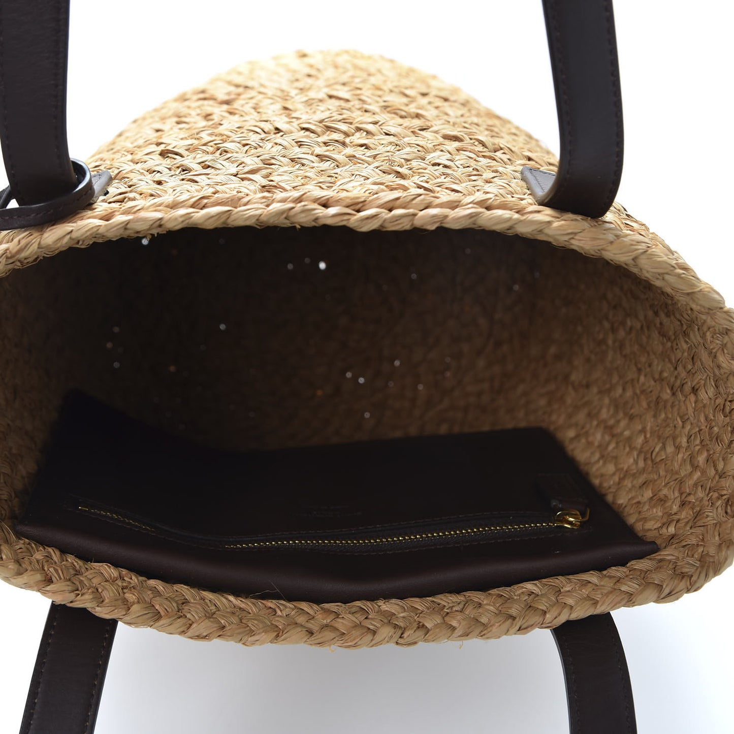 Raffia Calfskin Small Panier Tote Naturale Nut