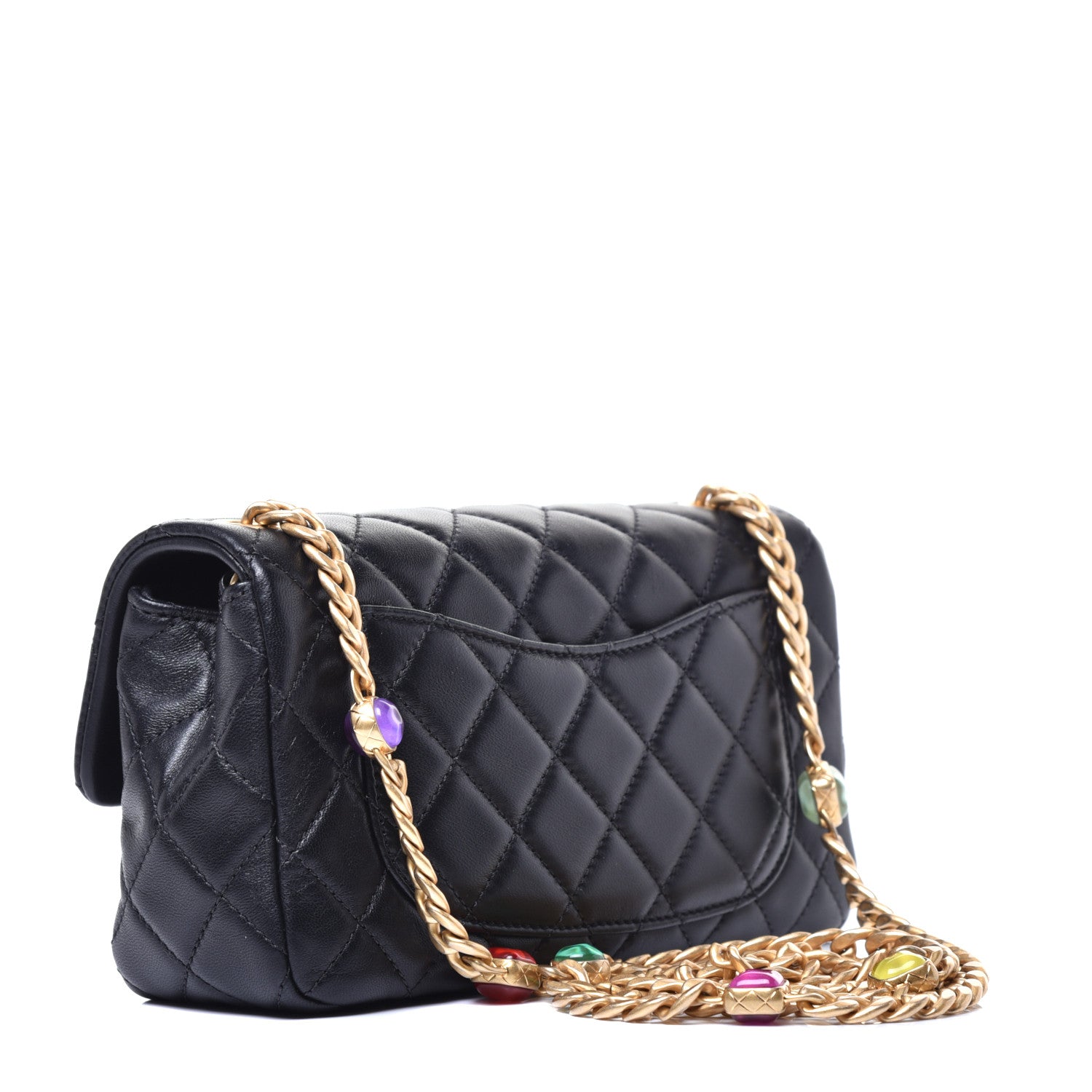 Chanel Lambskin Resin Quilted Mini Rectangular Pearl Samba Flap Black 3 of 10