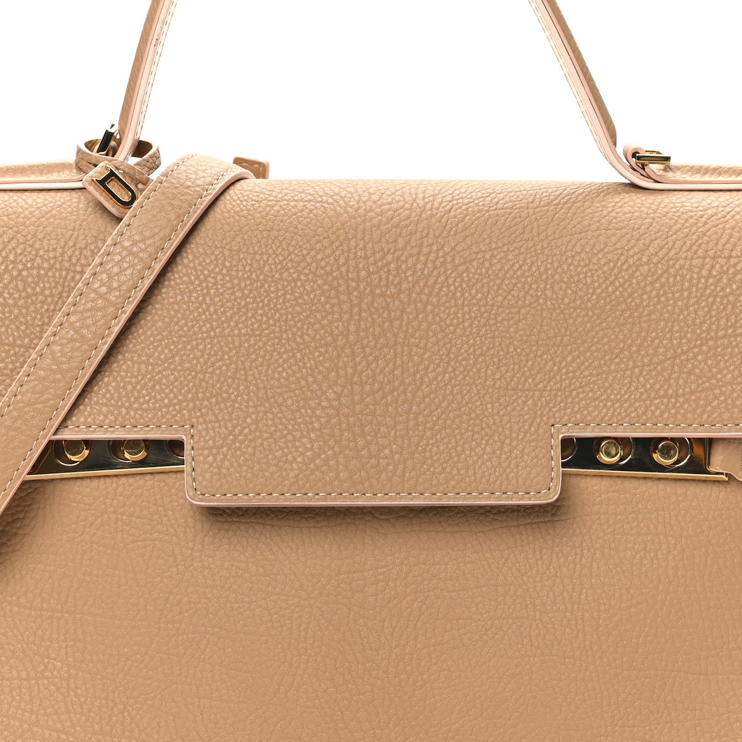 Crispy Calfskin MM Tempete Satchel Beige