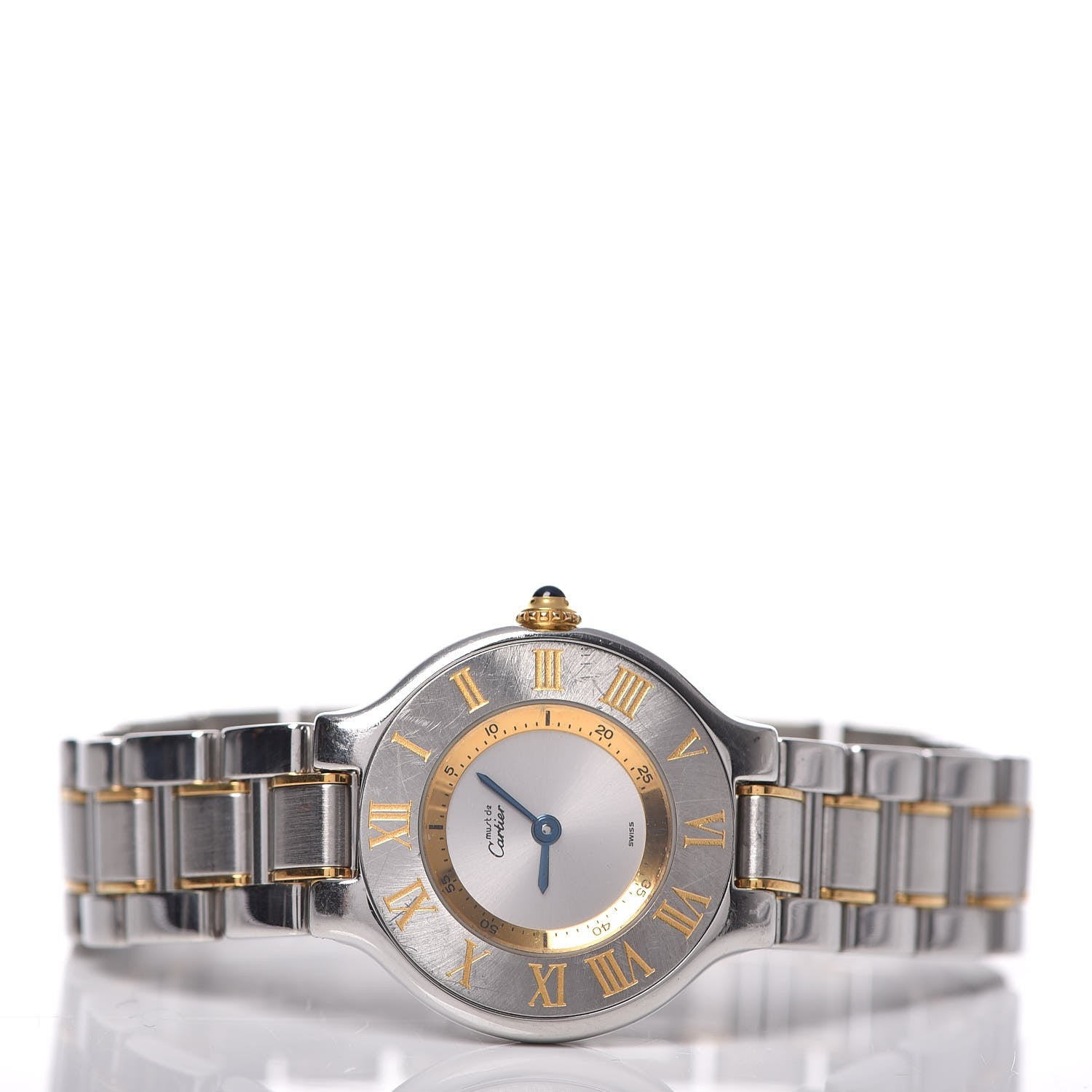 Cartier Stainless Steel 18K Yellow Gold 28mm Must De 21 Quartz Watch 3 of 8