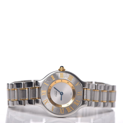 Cartier Stainless Steel 18K Yellow Gold 28mm Must De 21 Quartz Watch 3 of 8