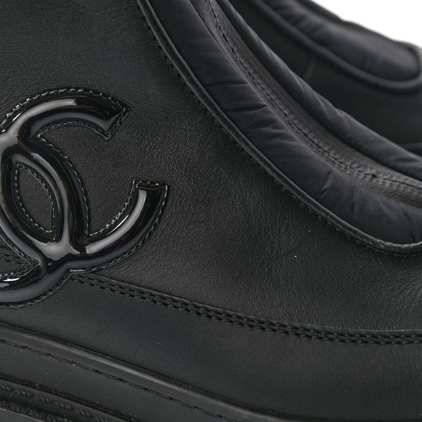 Calfskin Nylon CC Ankle Snow Boots 37 Black