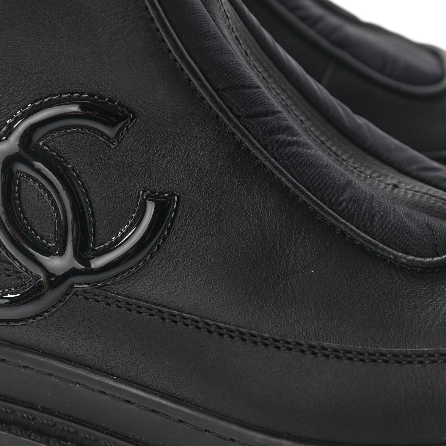 Chanel Calfskin Nylon CC Ankle Snow Boots 37 Black 13 of 17