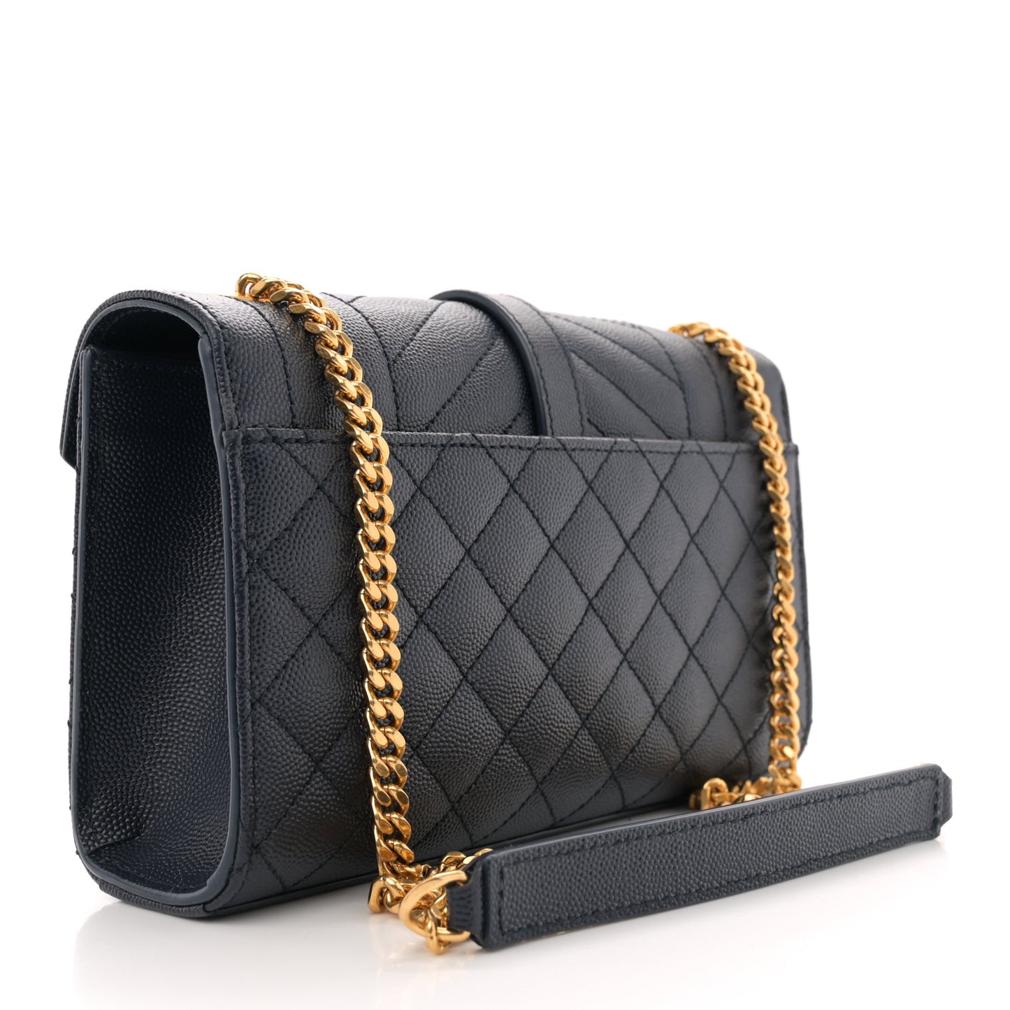 Grain De Poudre Textured Mixed Matelasse Triquilt Small Monogram Satchel Blue