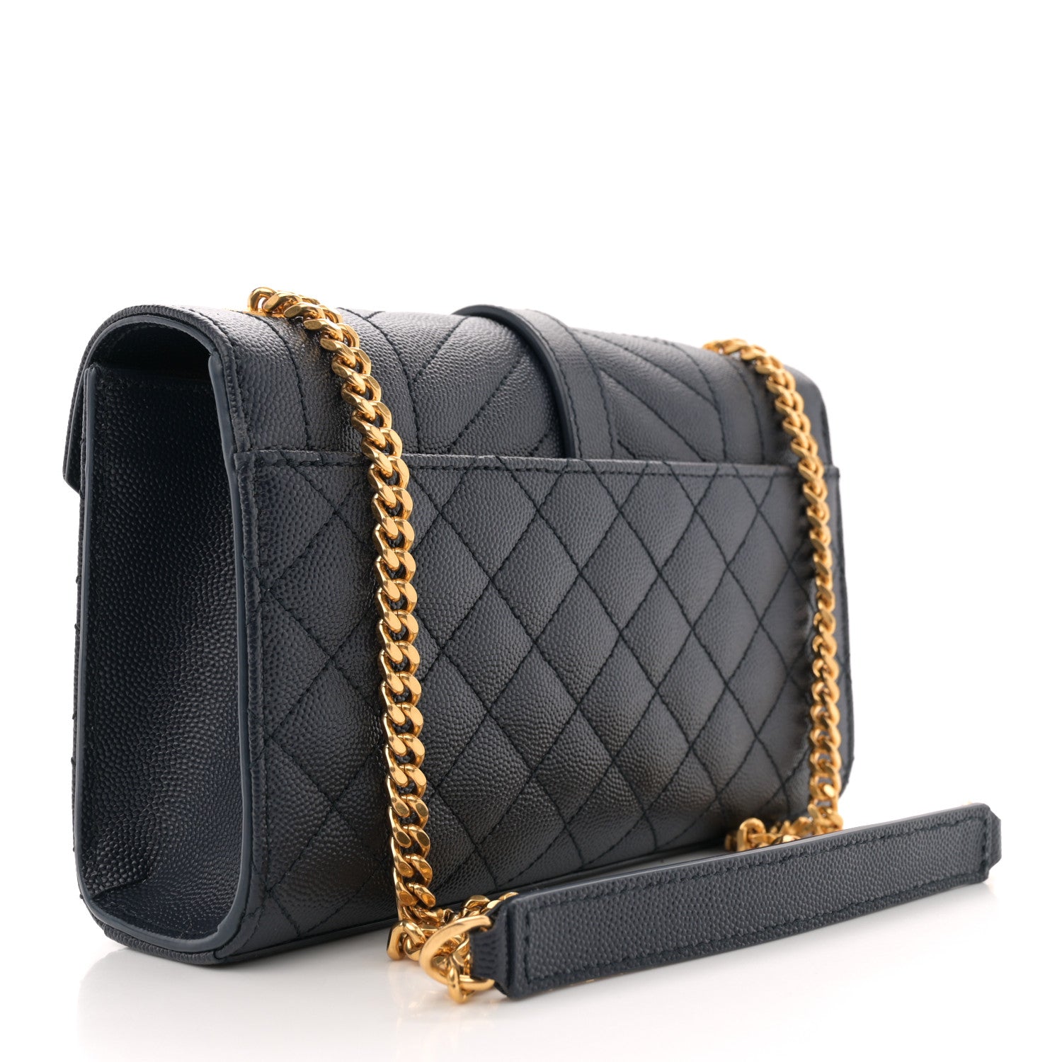 Saint Laurent Grain De Poudre Textured Mixed Matelasse Triquilt Small Monogram Satchel Blue 2 of 10