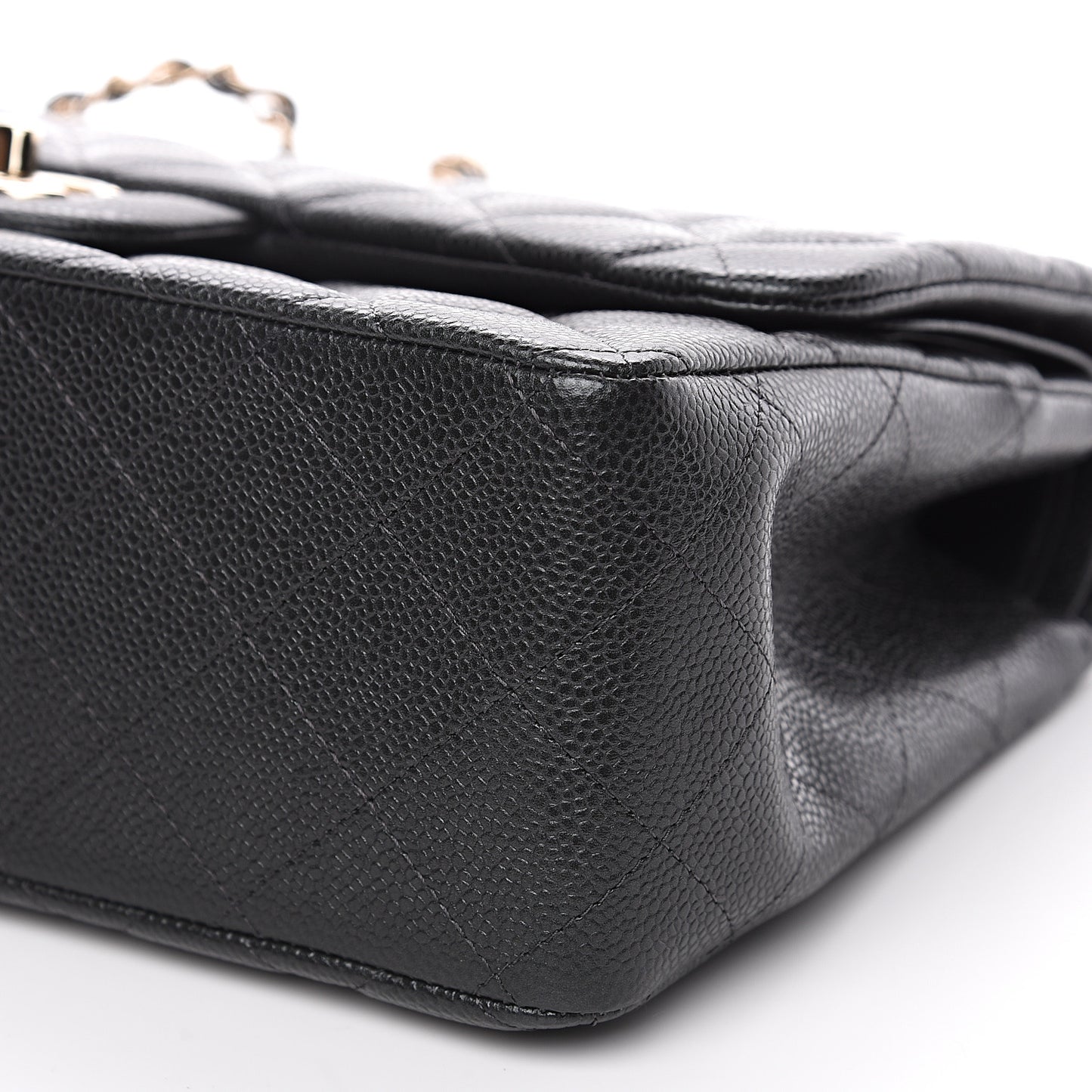 Caviar Quilted Jumbo Double Flap Grey