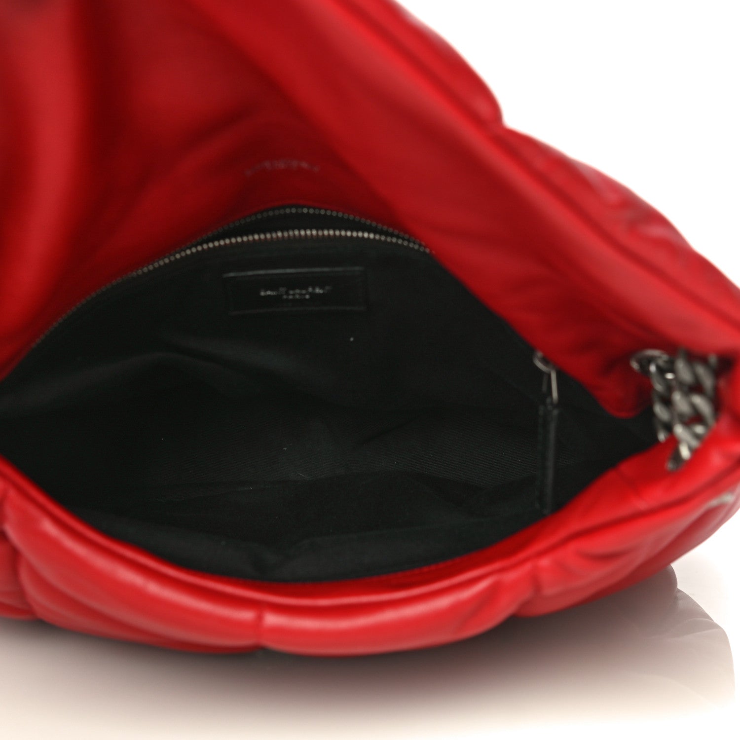Saint Laurent Lambskin Quilted Medium Loulou Puffer Monogram Chain Satchel Red 6 of 14