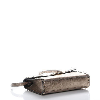 Valentino Garavani Metallic Pebbled Calfskin Medium Rockstud Flip Lock Crossbody Bag Sasso 4 of 7