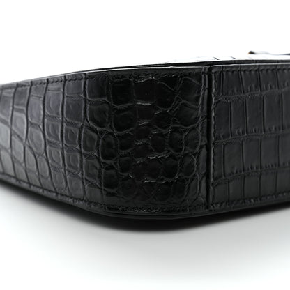 Saint Laurent Calfskin Crocodile Embossed LE 5 A 7 Hobo Black 8 of 11