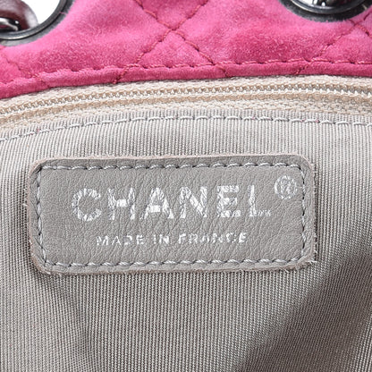 Chanel Suede Quilted Patchwork Drawstring Backpack Green Pink Purple Burgundy 8 of 9