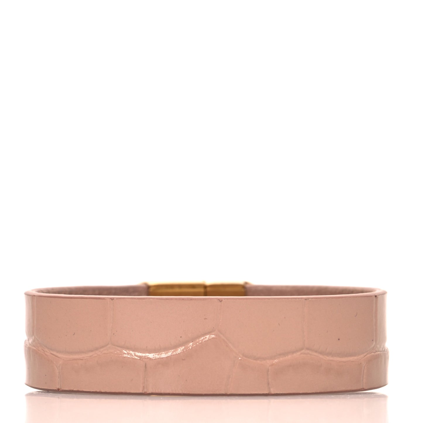 Calfskin Embossed BB Wide Bracelet Pink
